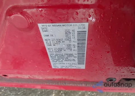 2017 Nissan Rogue Sv from USA, damaged, VIN 5N1AT2MV9HC737362